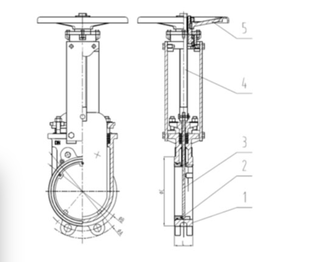 3044永利集团对夹式刀型闸阀结构图